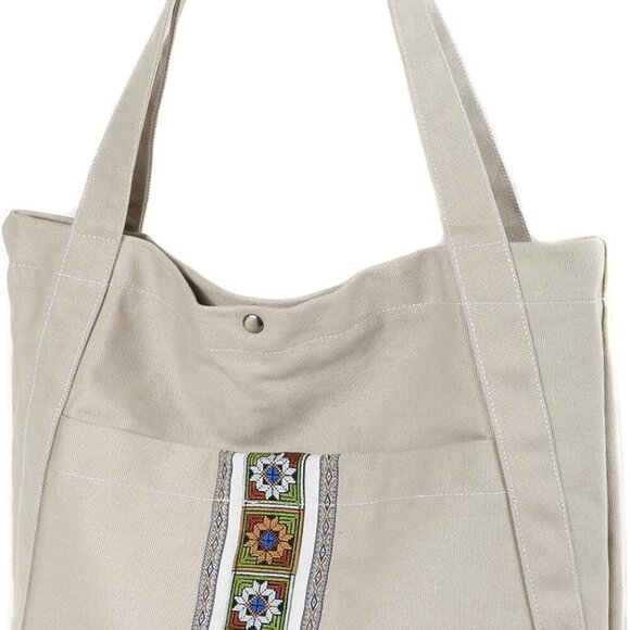 Large Cotton Canvas Tote Bag Women Oversized Shoulder Handbag Travel - Picture 2 of 7